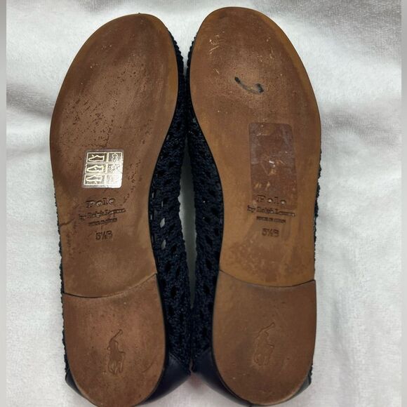 Polo Ralph Lauren Crochet Ballet Flats Navy Blue size 5.5 Made in Spain - Picture 9 of 9